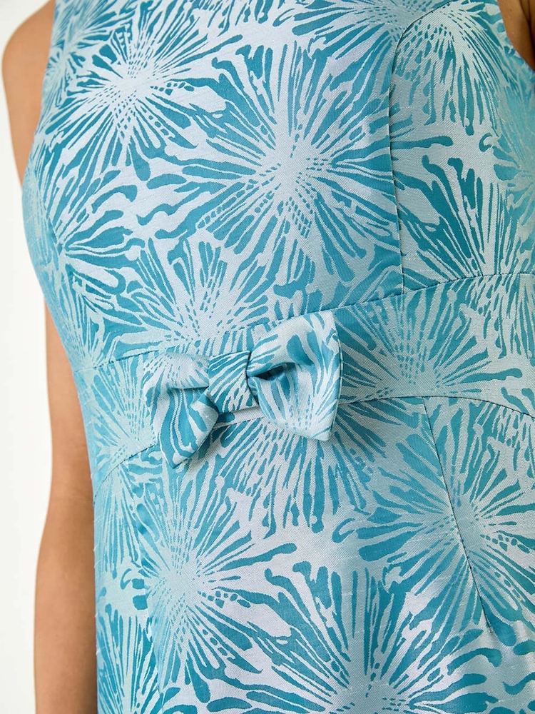 Roman Blue Jaquard Bow Front Shift Dress - Image 5 of 5 Roman Blue Jaquard Bow Front Shift Dress - Image 5 of 5