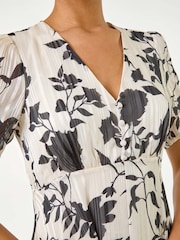 Roman Black Floral Print Hanky Hem Midi Dress - Image 5 of 5