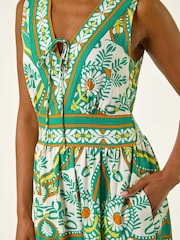 Roman Green Printed Frill Border Maxi Dress - Image 5 of 5