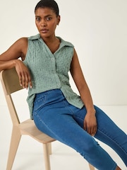 Roman Blue Shape Enhance Stretch Crop Denim Leggings - Image 1 of 5