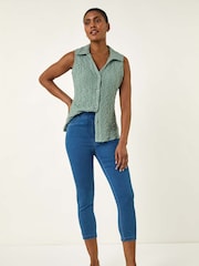 Roman Blue Shape Enhance Stretch Crop Denim Leggings - Image 2 of 5