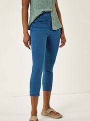 Roman Blue Shape Enhance Stretch Crop Denim Leggings - Image 4 of 5