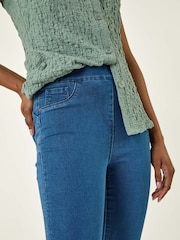 Roman Blue Shape Enhance Stretch Crop Denim Leggings - Image 5 of 5
