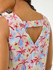 Roman Blue Floral Print Bar Back Vest Top - Image 5 of 5