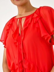 Roman Red Frill Tie Neck Maxi Dress - Image 5 of 5