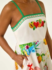 Roman White Fruit Print Strap Detail Midi Dress - Image 5 of 5