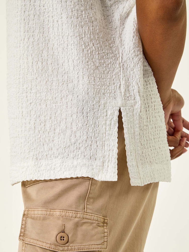 Roman White Textured Crepe Stretch Boxy T-Shirt - Image 5 of 5