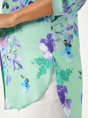 Roman Blue Floral Print V-Neck Blouse - Image 5 of 5