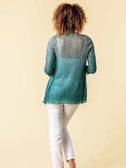 Roman Ombre Metallic Plisse Kimono Blouse - Imagen 2 de 4