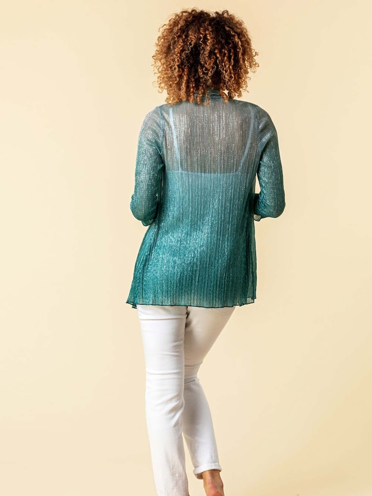 Roman Ombre Metallic Plisse Kimono Blouse - Imagen 2 de 4