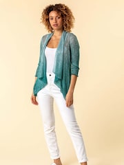 Roman Ombre Metallic Plisse Kimono Blouse - Imagen 3 de 4