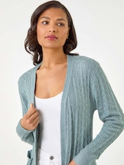 Roman Grey Textured Longline Knit Cardigan - Image 4 of 5