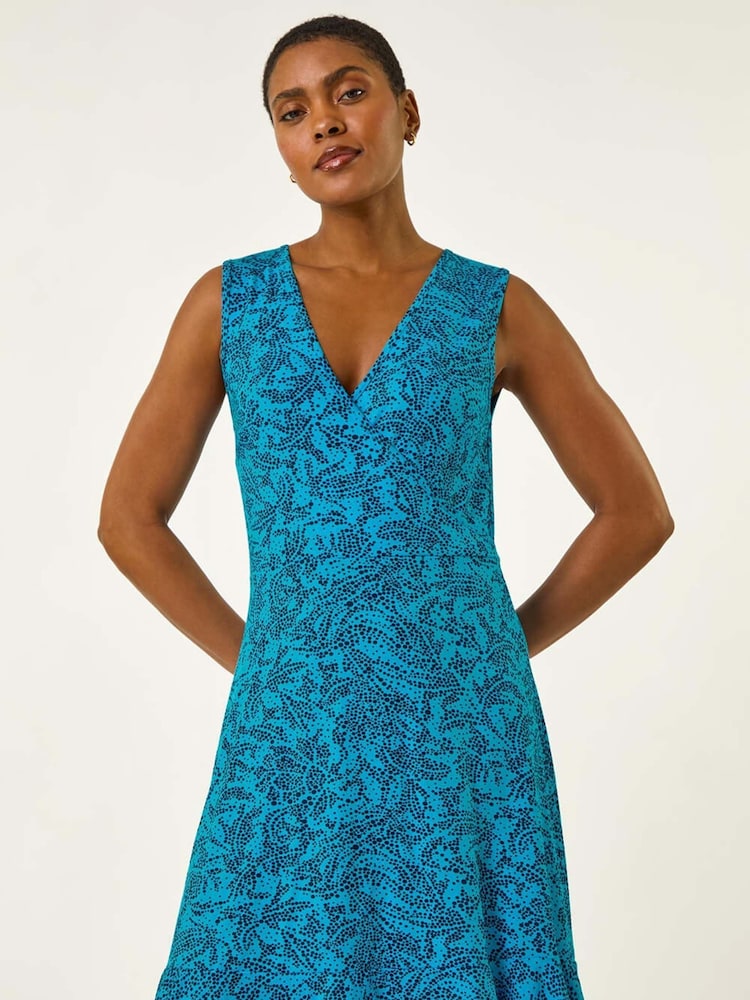 Roman Blue Spot Print Wrap Dress - Image 2 of 5