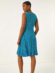 Roman Blue Spot Print Wrap Dress - Image 3 of 5