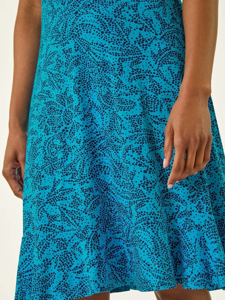 Roman Blue Spot Print Wrap Dress - Image 5 of 5
