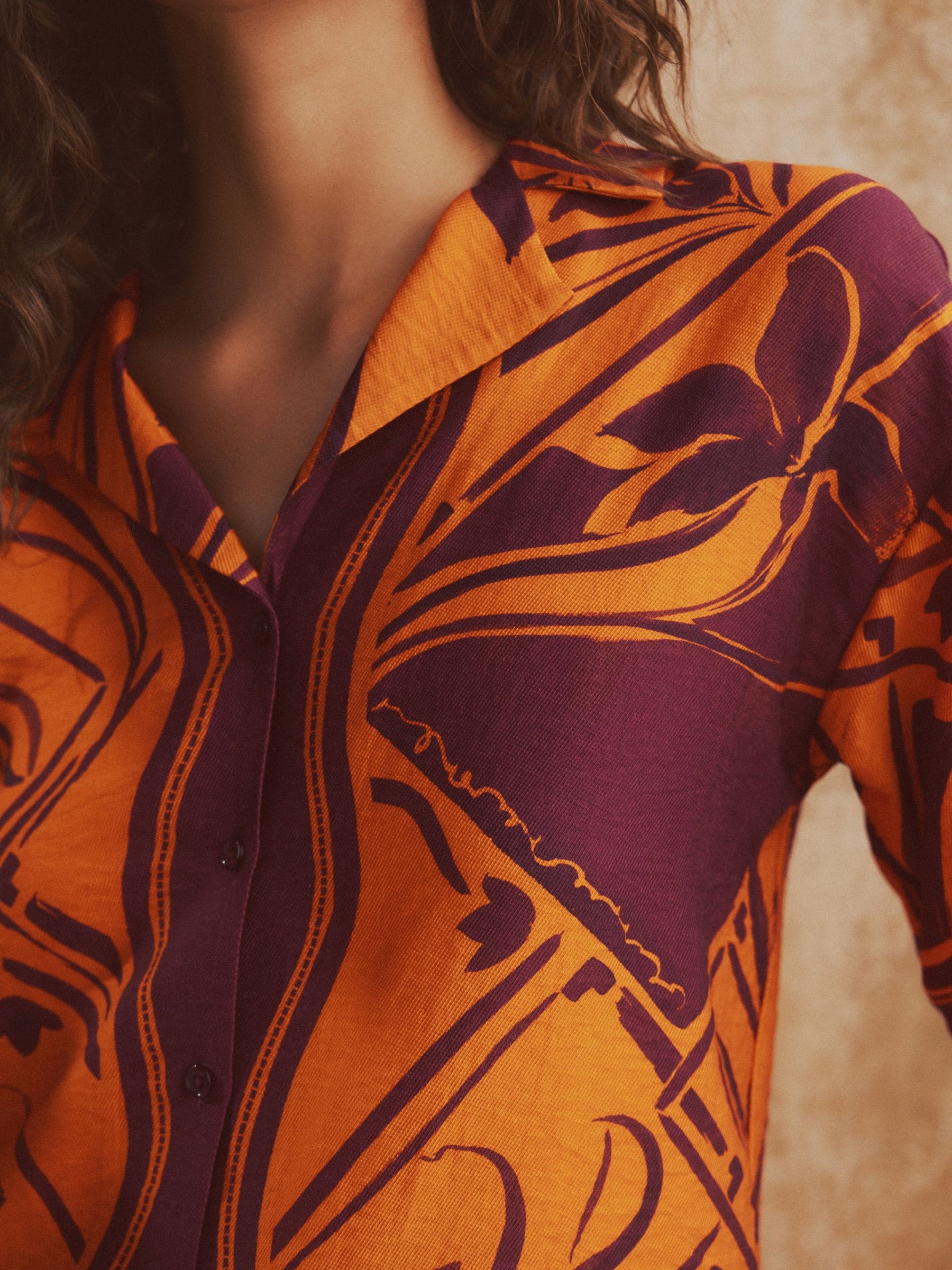 トップス NC Buy Orange/Burgundy Red Exotic Border Print Short Sleeve Shirt