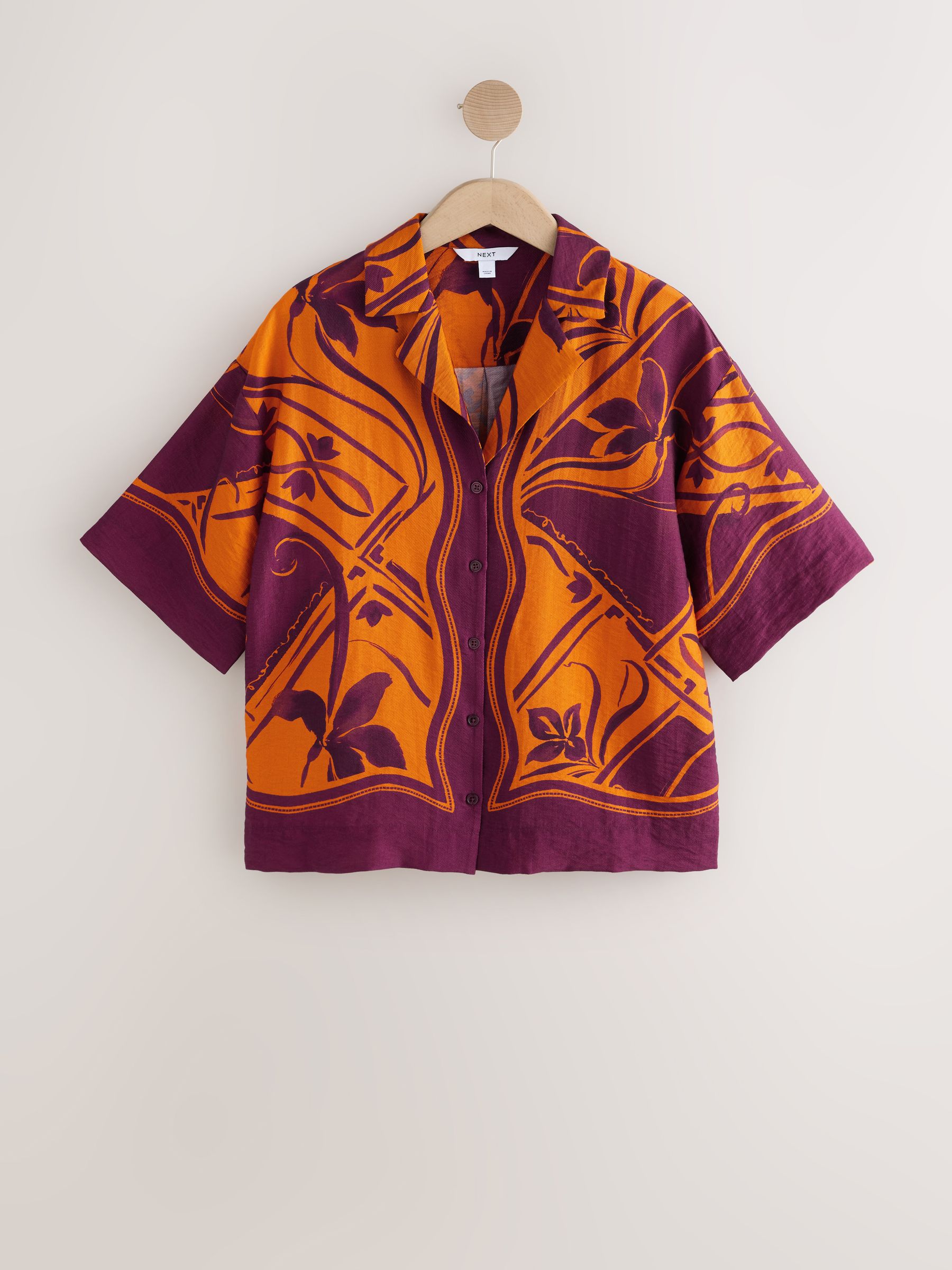Buy Orange/Burgundy Red Exotic Border Print Short Sleeve Shirt