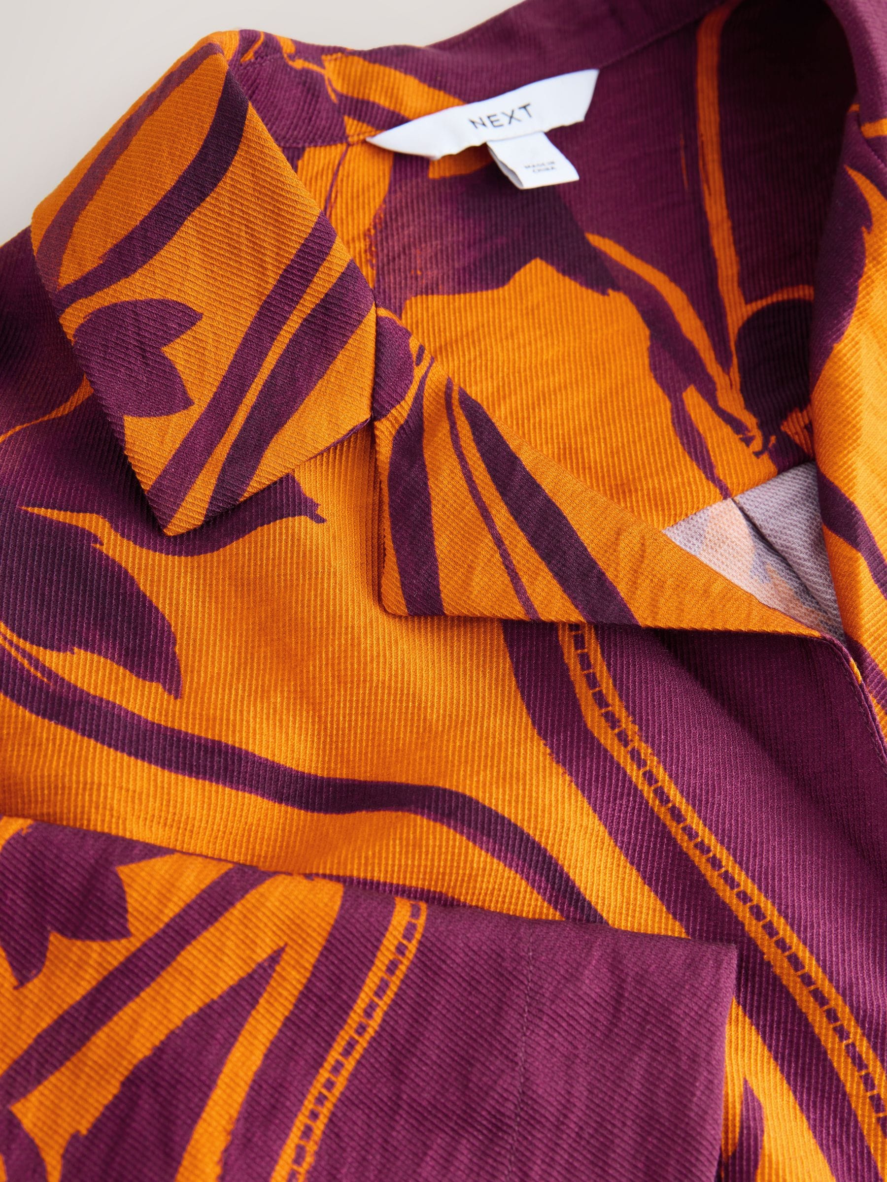 Buy Orange/Burgundy Red Exotic Border Print Short Sleeve Shirt