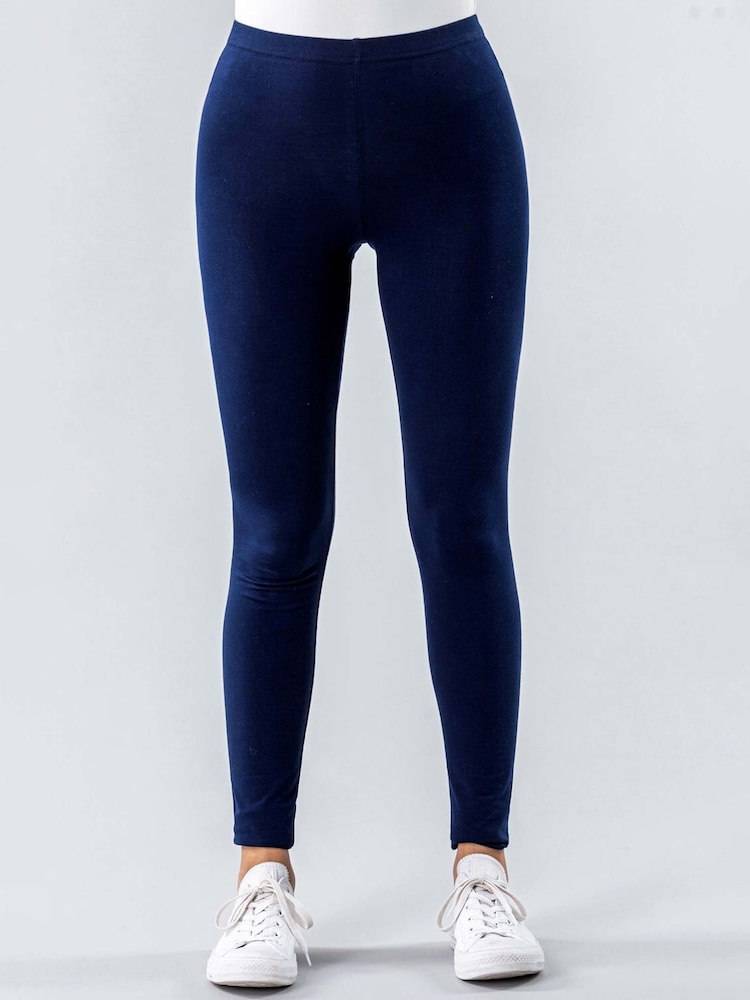 Roman Blue Stretch Plain Leggings - Image 1 of 4