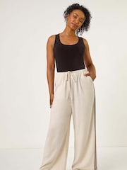 Roman Natural Petite Linen Mix Side Stripe Trousers - Image 2 of 5