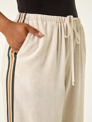 Roman Natural Petite Linen Mix Side Stripe Trousers - Image 5 of 5