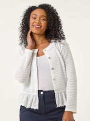 Roman White Petite Broderie Hem Stretch Blouse - Image 1 of 5