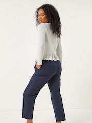 Roman White Petite Broderie Hem Stretch Blouse - Image 3 of 5