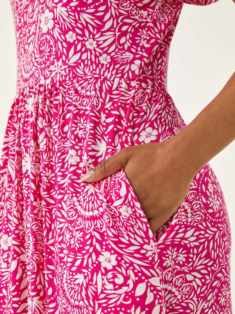 Roman Petite Floral Print Pocket Midi Dress - Imagen 5 de 5 Roman Petite Floral Print Pocket Midi Dress - Imagen 5 de 5