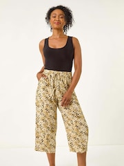 Roman Natural Petite Animal Print Cropped Trousers - Image 1 of 5