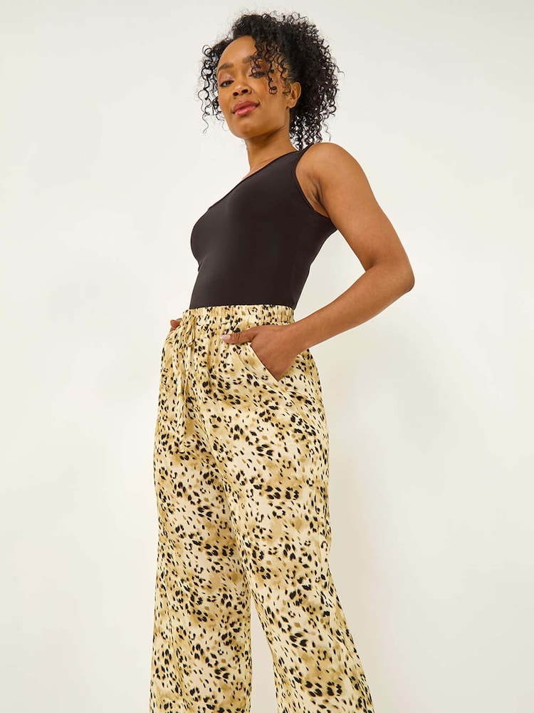 Roman Natural Petite Animal Print Cropped Trousers - Image 2 of 5