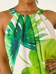 Roman Green Petite Leaf Halter Neck Shift Dress - Image 5 of 5