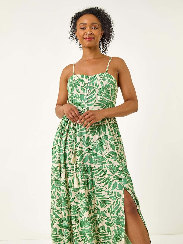 Vestido longo com alças Roman Petite Leaf - Imagem 2 de 5