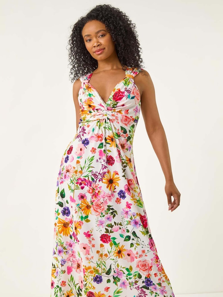 Roman Petite Floral Print Twist Midi Dress - Imagen 2 de 5 Roman Petite Floral Print Twist Midi Dress - Imagen 2 de 5