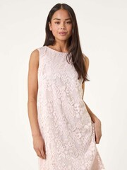 Roman Pink Petite Bow Back Lace Shift Dress - Image 4 of 5