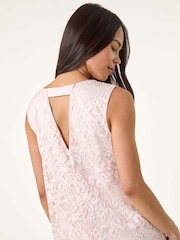 Roman Pink Petite Bow Back Lace Shift Dress - Image 5 of 5