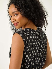 Roman Black Petite Aztec Print Cropped Jumpsuit - Image 4 of 5