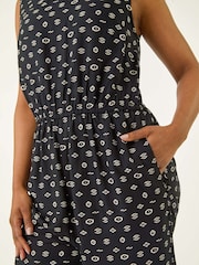 Roman Black Petite Aztec Print Cropped Jumpsuit - Image 5 of 5