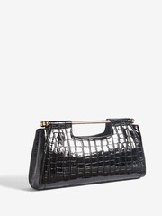 Friends Like These Black Croc Effect Grab Handle Clutch Bag - Image 3 of 6