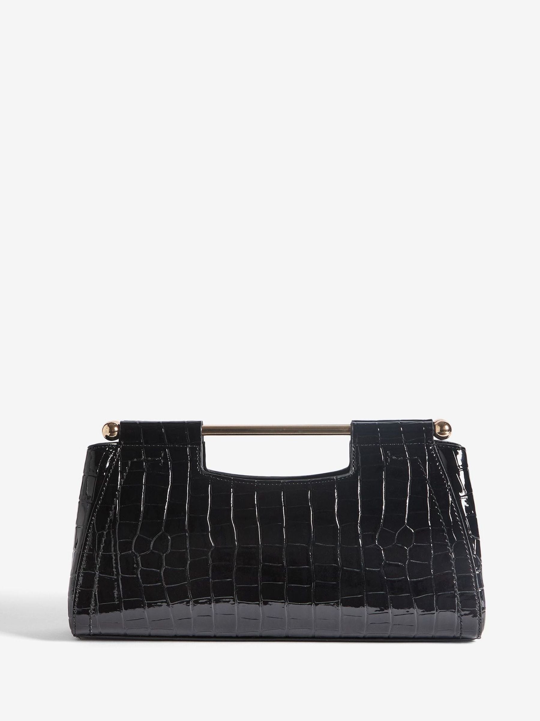 Buy Friends Like These Black Croc Effect Grab Handle Clutch Bag