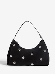 Friends Like These Black Suedette Studded Shoulder Bag - Image 2 of 6