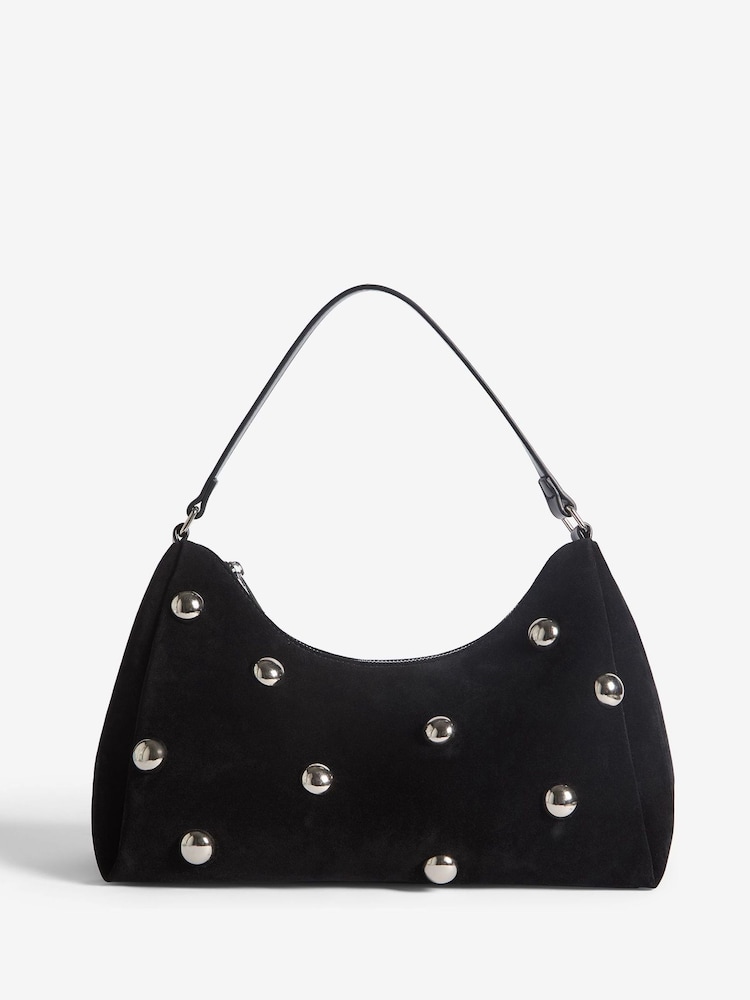 Friends Like These Black Suedette Studded Shoulder Bag - Image 2 of 6