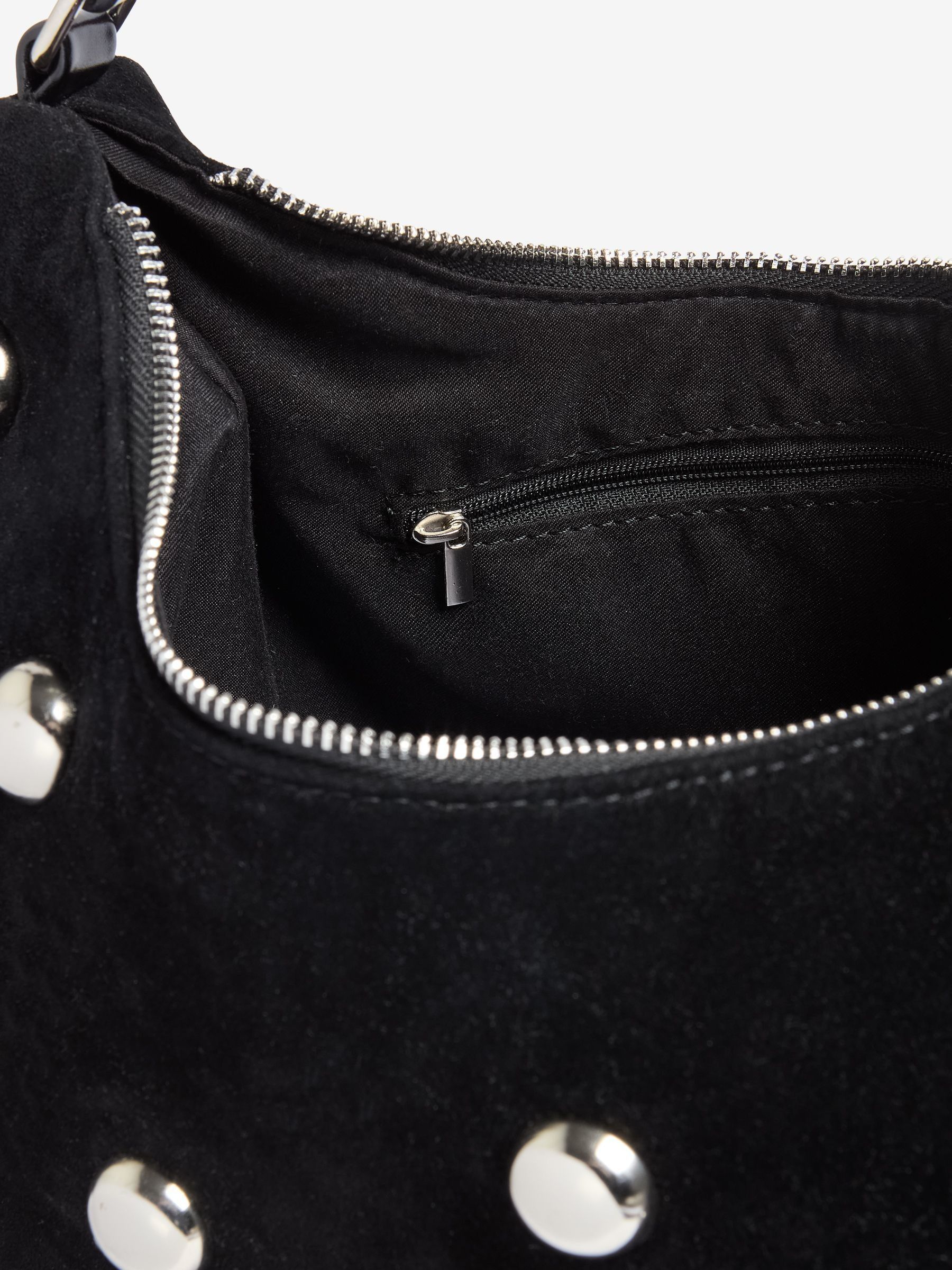 【Old Folk House】Studs Shoulder Bag Buy Friends Like These Black Suedette Studded Shoulder Bag from
