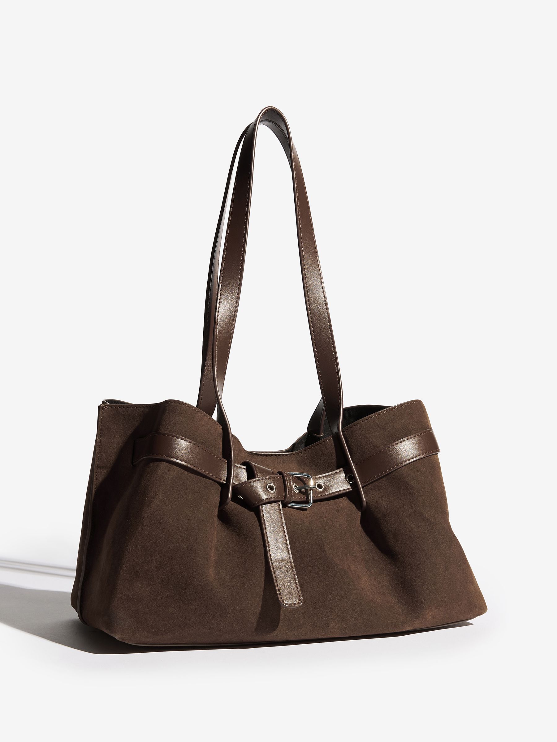 Buy Friends Like These Chocolate Brown Faux Suede Slouch Tote Bag
