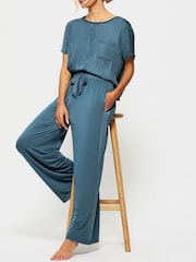 KBX Blue Raye Soft Jersey Wide Leg Trousers - Image 4 of 7