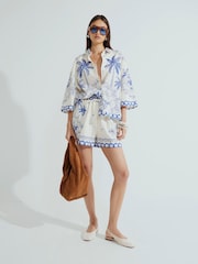 River Island Blue Palm Printed Shirt - Image 1 of 4