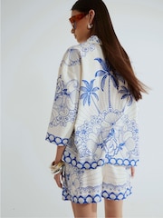 River Island Blue Palm Printed Shirt - Image 3 of 4