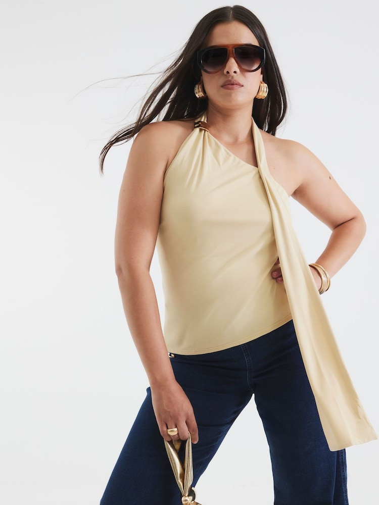 River Island Cream Scarf Neck Trim Top - Image 1 of 6