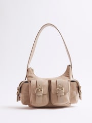 River Island Faux Suede Buckle Pocket Utility Bag - Imagem 1 de 6