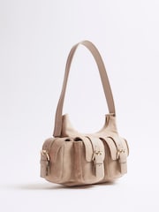 River Island Faux Suede Buckle Pocket Utility Bag - Imagem 2 de 6