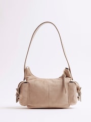 River Island Faux Suede Buckle Pocket Utility Bag - Imagem 3 de 6